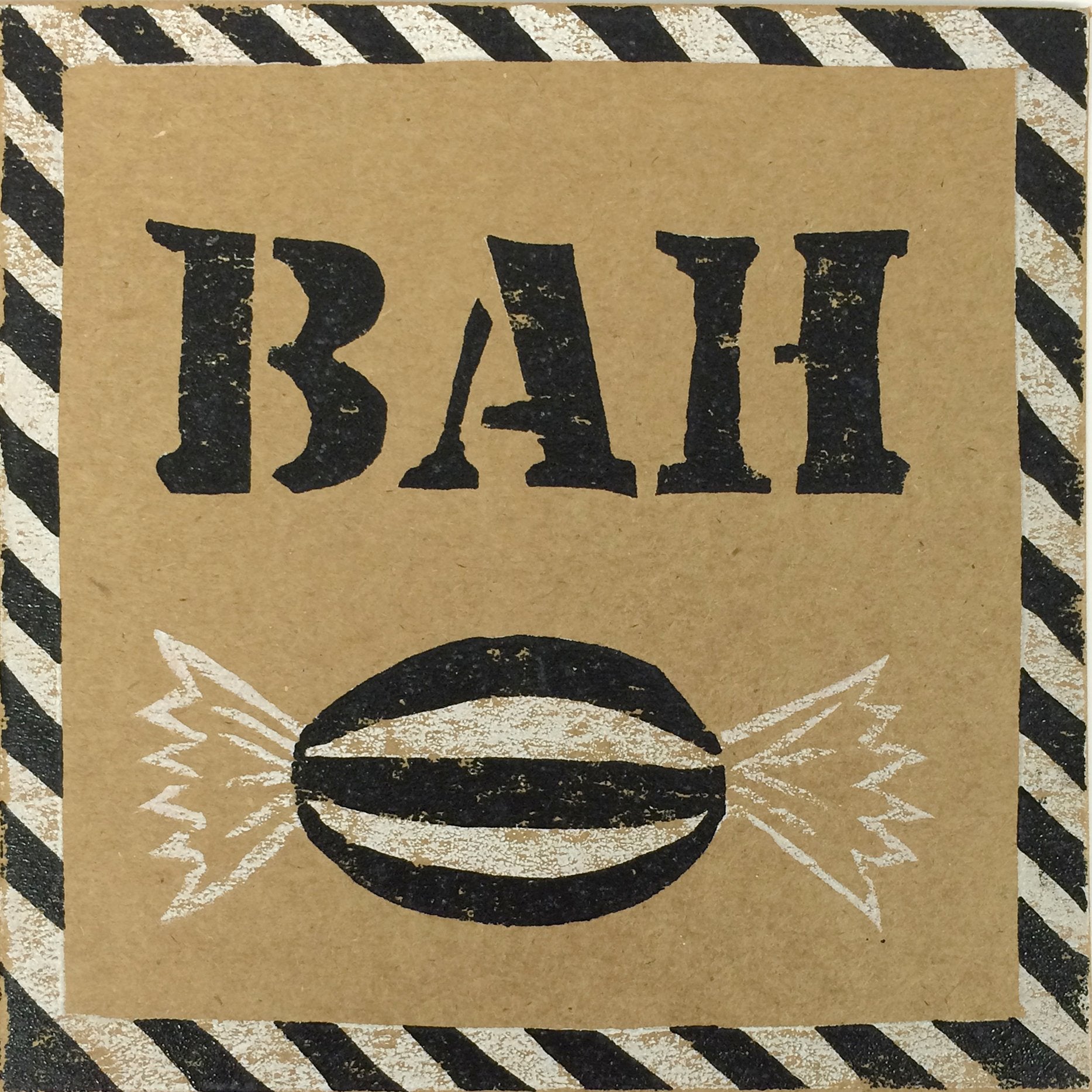 Easy ‘Bah Humbug’ Reduction Linocut Christmas Card