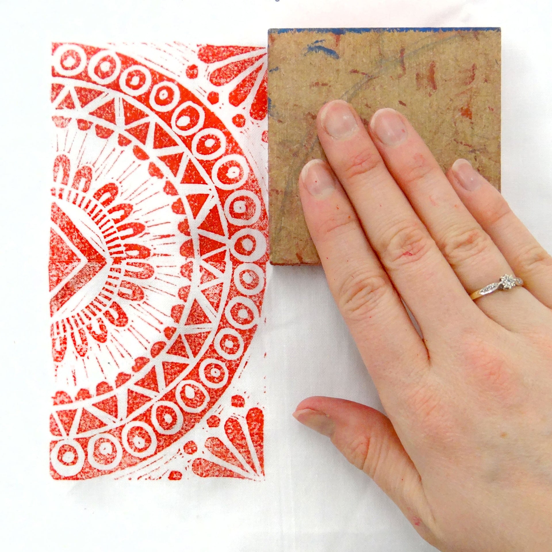 How to Block Print with Lino onto Fabric