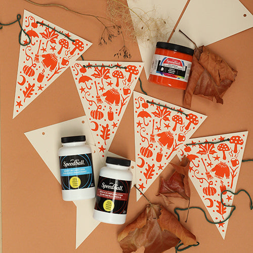 Autumnal Bunting with Speedball Acrylic Screen Printing Ink