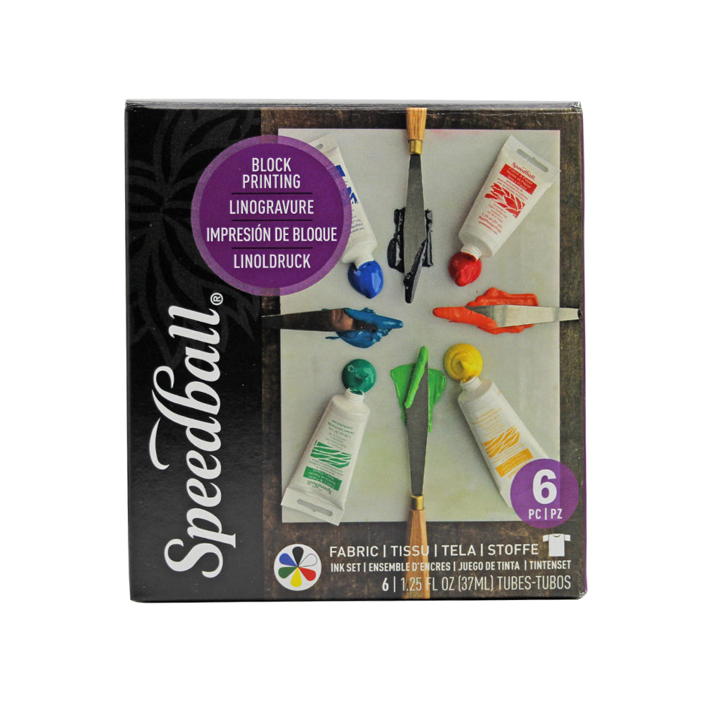 Speedball Set of Six Block Printing Inks for Fabric or Paper