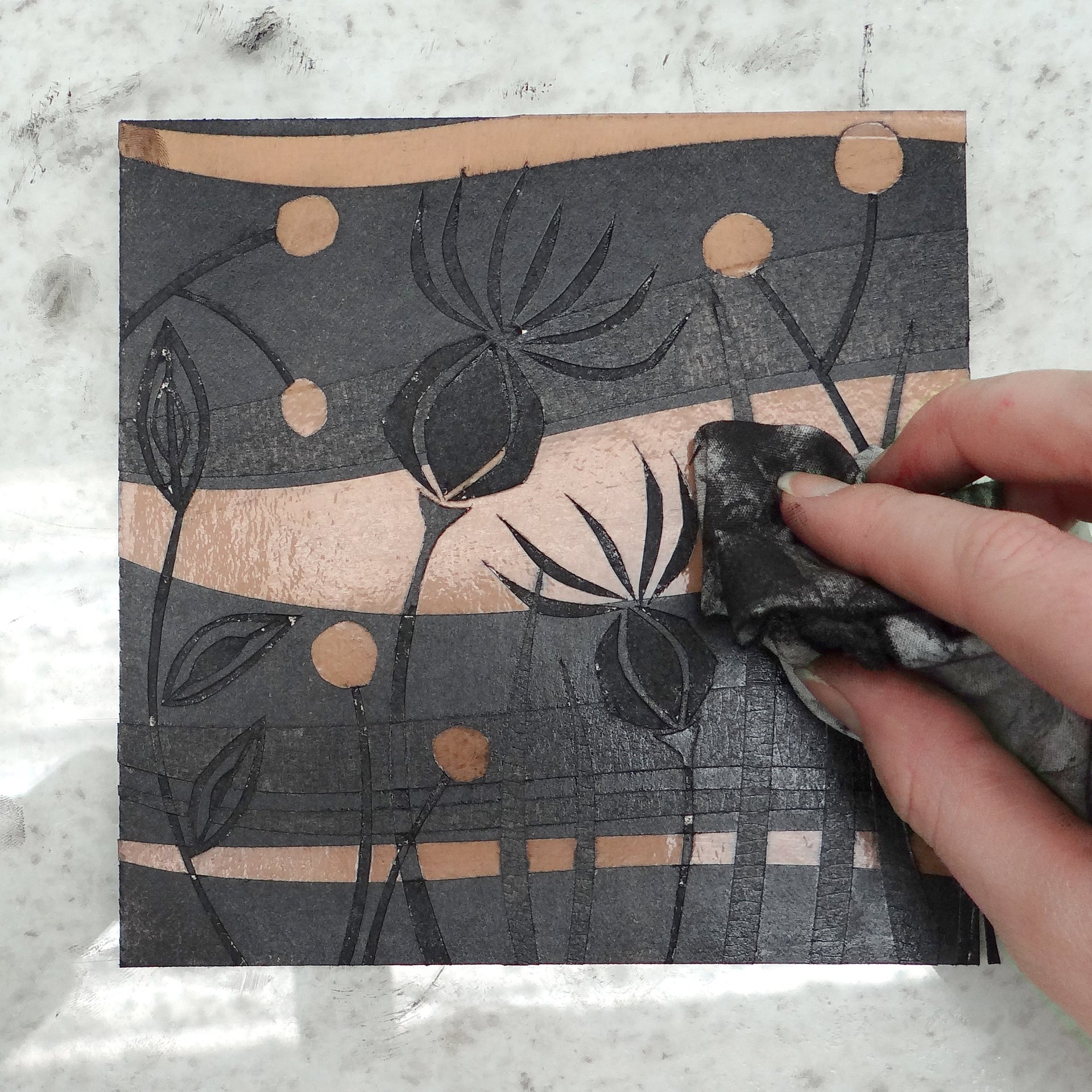 Printing an Easy Card Cut Collagraph