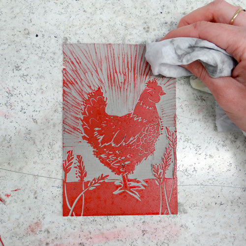 Using a Mylar Mask to Reduce Chatter in a Linocut