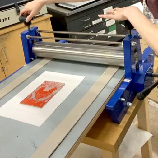Using an Etching Press to Print a Linocut