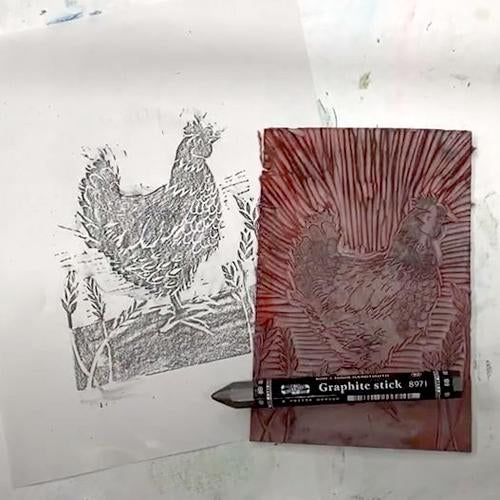 Taking a Quick Proof of your Linocut with a Rubbing