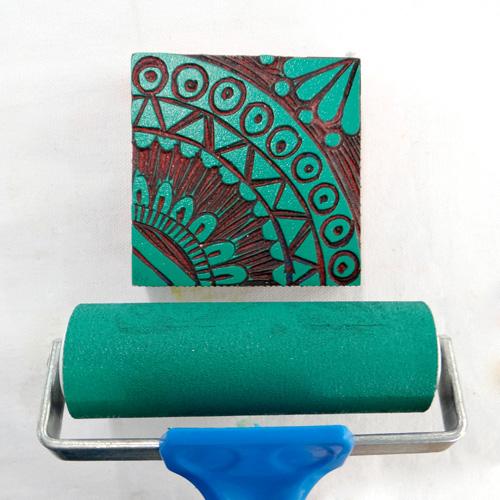 Block Printing onto Fabric with New Textile Rollers!