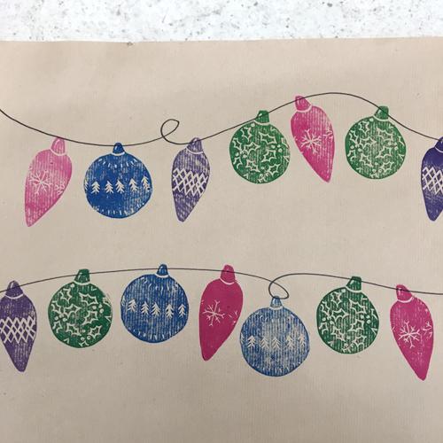 Easy Block Printed Christmas Wrapping Paper