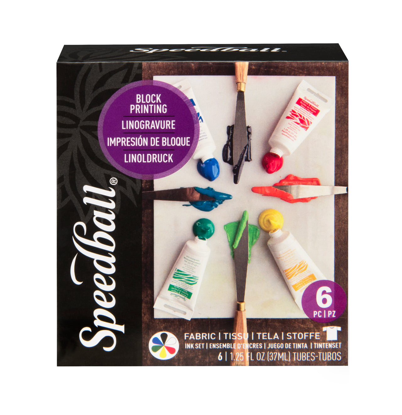 Speedball Set of Six Block Printing Inks for Fabric or Paper