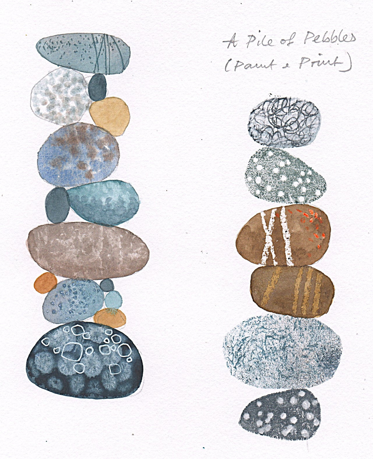 Watercolour: Paint and Print a Pile of Pebbles with Karen Carter - Thursday 24th September am