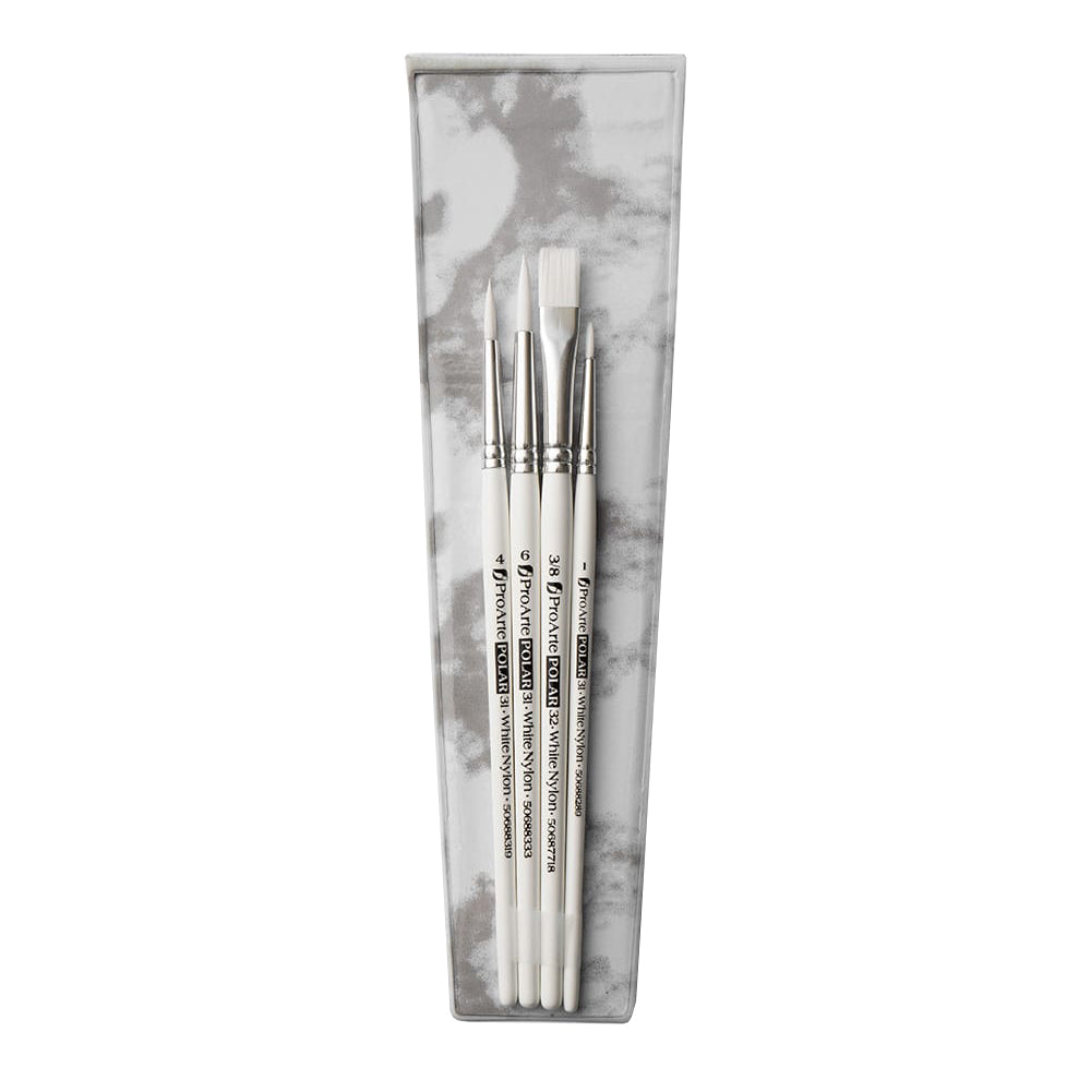 Pro Arte Polar White Nylon Brushes - Set of 4