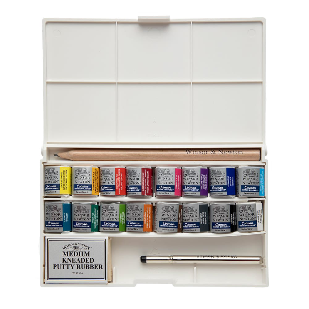 Winsor & Newton Watercolour Deluxe Pocket Box Set - 16 Half Pan